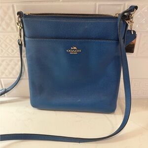 Coach Navy Blue Pebbled Leather Crossbody Bag